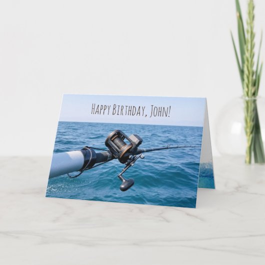 Vist Reel Over Water Verjaardag Kaart (Voorkant)