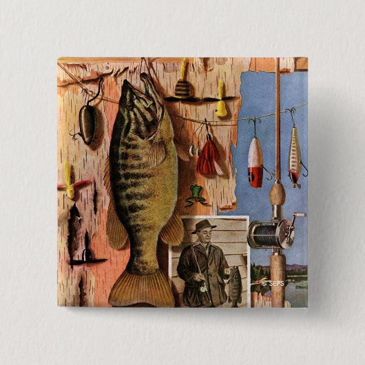 Vist stille levens door John Atherton Vierkante Button 5,1 Cm (Voorkant)