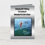 Vist Theme Brother Birthday Kaart; Kaart<br><div class="desc">Afbeelding is een ontwerp van een visdag-thema voor je broer</div>