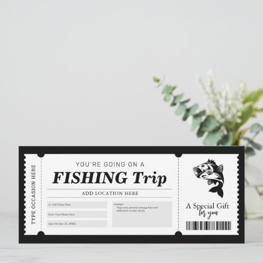 Vist Trip Surprise Gift Ticket Voucher Kaart (Staand voorkant)