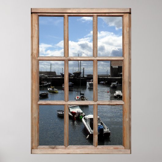 Vist Uitzicht van Boats van een Venster Poster (Voorkant)