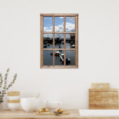 Vist Uitzicht van Boats van een Venster Poster (Keuken)
