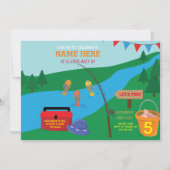 Vist verjaardagsfeestje Blue Fish Invitation Kaart (Voorkant)