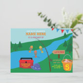 Vist verjaardagsfeestje Blue Fish Invitation Kaart (Staand voorkant)