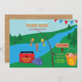 Vist verjaardagsfeestje Blue Fish Invitation Kaart (Voorkant / Achterkant)