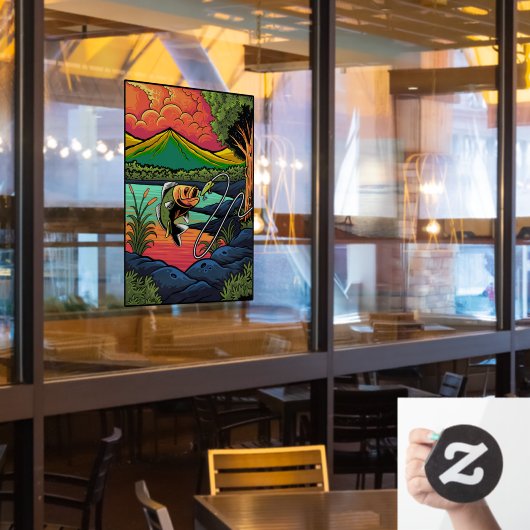 Vist vis nemen de lokken visser sport raamsticker (Restaurant Raam)