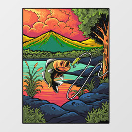 Vist vis nemen de lokken visser sport raamsticker