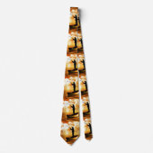 Vist vissers in het schip op zonsondergang stropdas (Voorkant)