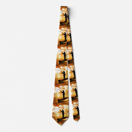 Vist vissers in het schip op zonsondergang stropdas (Voorkant)