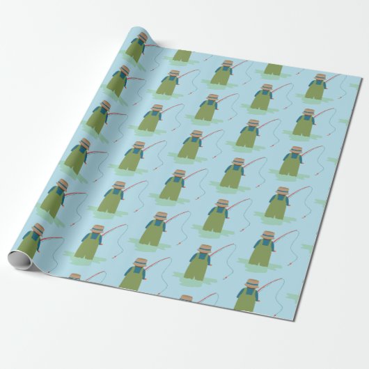 Vist Waders Patroon Cadeaupapier (Uitgerold)