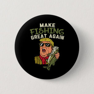 Vist weer geweldig Trump Funny Fisherman Angler G Ronde Button 5,7 Cm