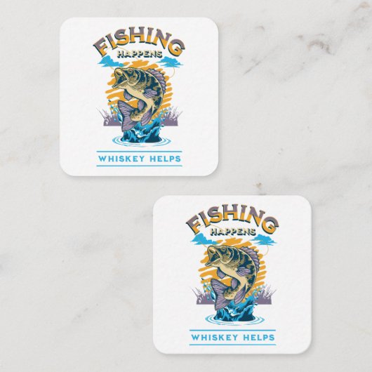 Vist. Whiskey helpt! Vierkante Visitekaartje (Voorkant / Achterkant)