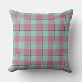 Vista Blue and Turkish Rose Pink Plaid Green Kussen