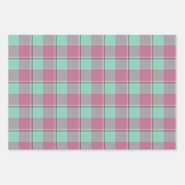 Vista Blue and Turkish Rose Plaid Green Pink Inpakpapier Vel