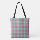 Vista Blue and Turkish Rose Plaid Pink Green Tote Bag (Achterkant)