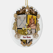 Vista Cross Shield Achternaam Keramisch Ornament (Rechts)
