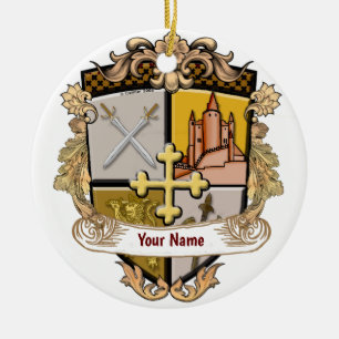 Vista Cross Shield Achternaam Keramisch Ornament
