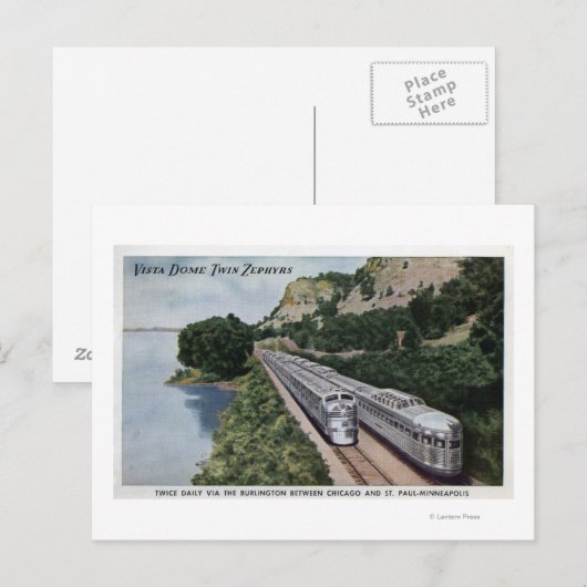 Vista Dome Twin Zephers Railroad Briefkaart (Voorkant / Achterkant)