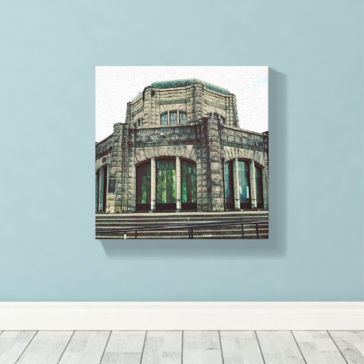 Vista House, Columbia River Gorge, Oregon Canvas Afdruk (Insitu (Houten vloer))