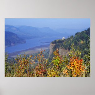 Vista House, hoog op Crown Point bij de monding Poster