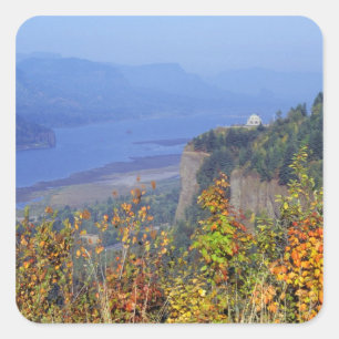 Vista House, hoog op Crown Point bij de monding Vierkante Sticker