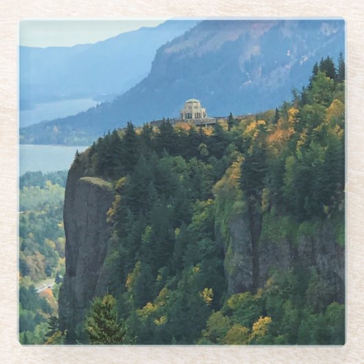 Vista House op Crown Point, Oregon Glazen Onderzetter (Voorkant)