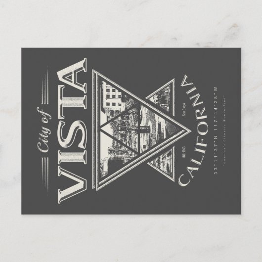 VISTA - SAN DIEGO CALIFORNIË BRIEFKAART (Voorkant)