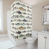  vistekeningen, naadloos patroon. douchegordijn (In situ)