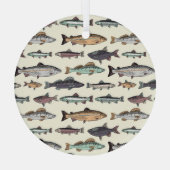  vistekeningen, naadloos patroon. glas ornament (Achterkant)