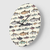  vistekeningen, naadloos patroon. grote klok (Hoek)