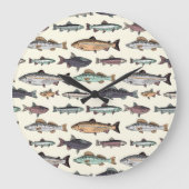  vistekeningen, naadloos patroon. grote klok (Voorkant)