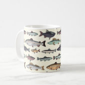  vistekeningen, naadloos patroon. koffiemok (Voorkant links)