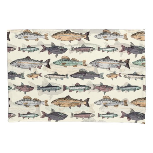 vistekeningen, naadloos patroon. kussensloop (Voorkant)