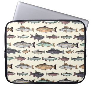  vistekeningen, naadloos patroon. laptop sleeve