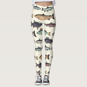  vistekeningen, naadloos patroon. leggings