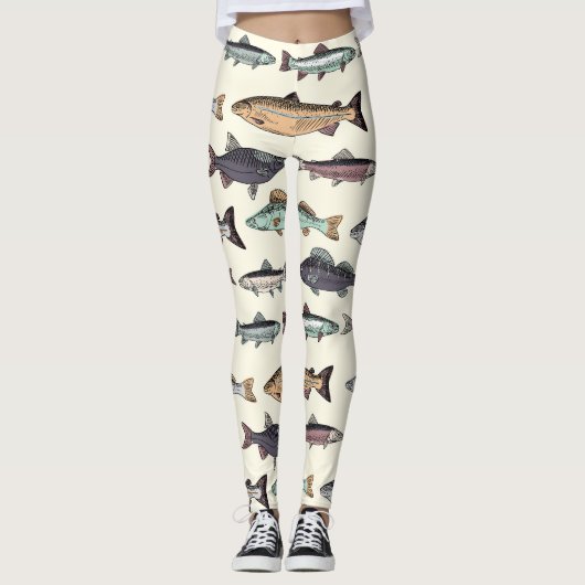  vistekeningen, naadloos patroon. leggings (Voorkant)
