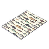  vistekeningen, naadloos patroon. notitieboek (Linkerzijde)