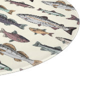  vistekeningen, naadloos patroon. snijplank (Hoek)