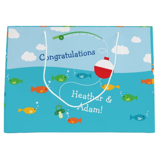 Visthema Gevist Baby shower voor vissers Groot Cadeauzakje (Voorkant)