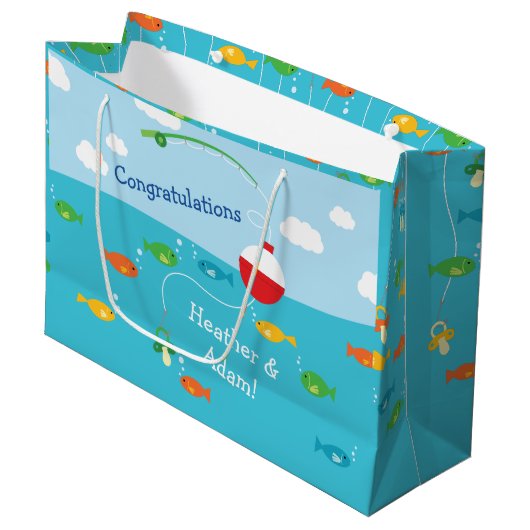 Visthema Gevist Baby shower voor vissers Groot Cadeauzakje (Voorkant Gekanteld)