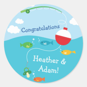 Visthema Gevist Baby shower voor vissers Ronde Sticker