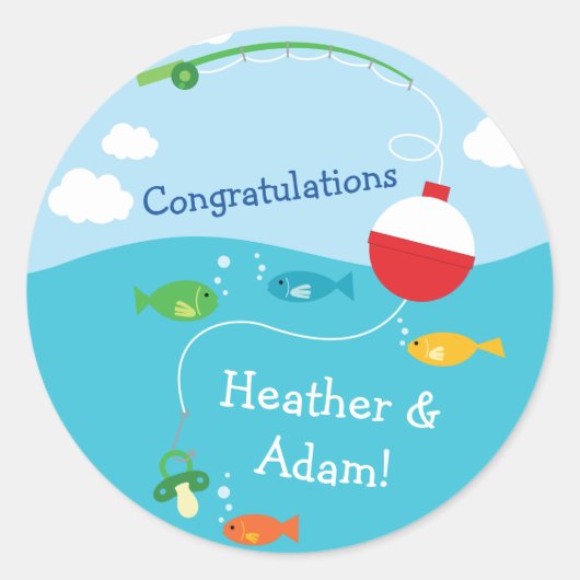 Visthema Gevist Baby shower voor vissers Ronde Sticker (Voorkant)