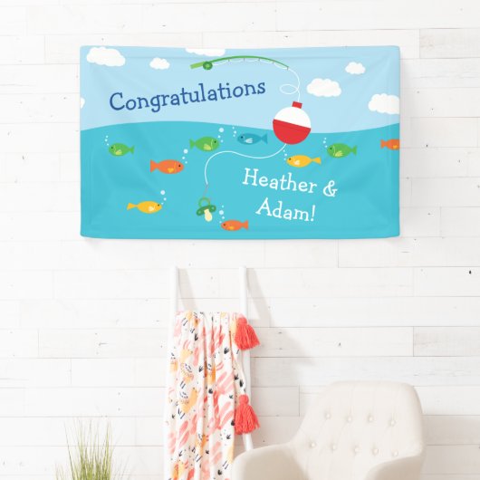 Visthema Gevist Baby shower voor vissers Spandoek (Insitu)