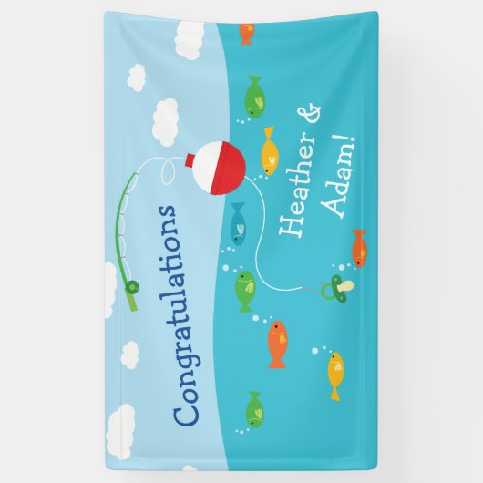 Visthema Gevist Baby shower voor vissers Spandoek (Verticaal)