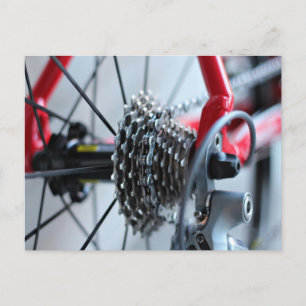 Vistuig, een rode fiets met verschillende versnell briefkaart