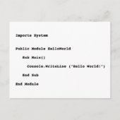 Visual Basic Hallo World Greeting Briefkaart (Voorkant)