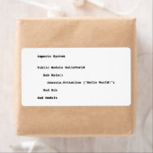 Visual Basic Hallo World Greeting Etiket (Insitu)