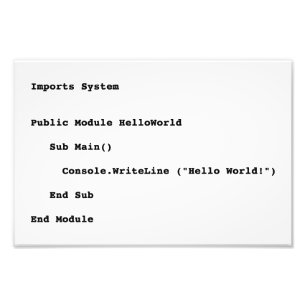 Visual Basic Hallo World Greeting Foto Afdruk