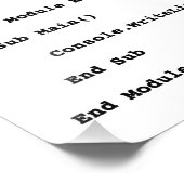 Visual Basic Hallo World Greeting Foto Afdruk (Hoek)