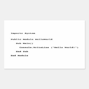 Visual Basic Hallo World Greeting Rechthoekige Sticker